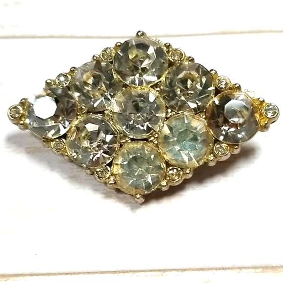 Art Deco 1920s Paste Vintage Brooch UK Vintage Art Deco 1920s Paste Rhinestone Brooch